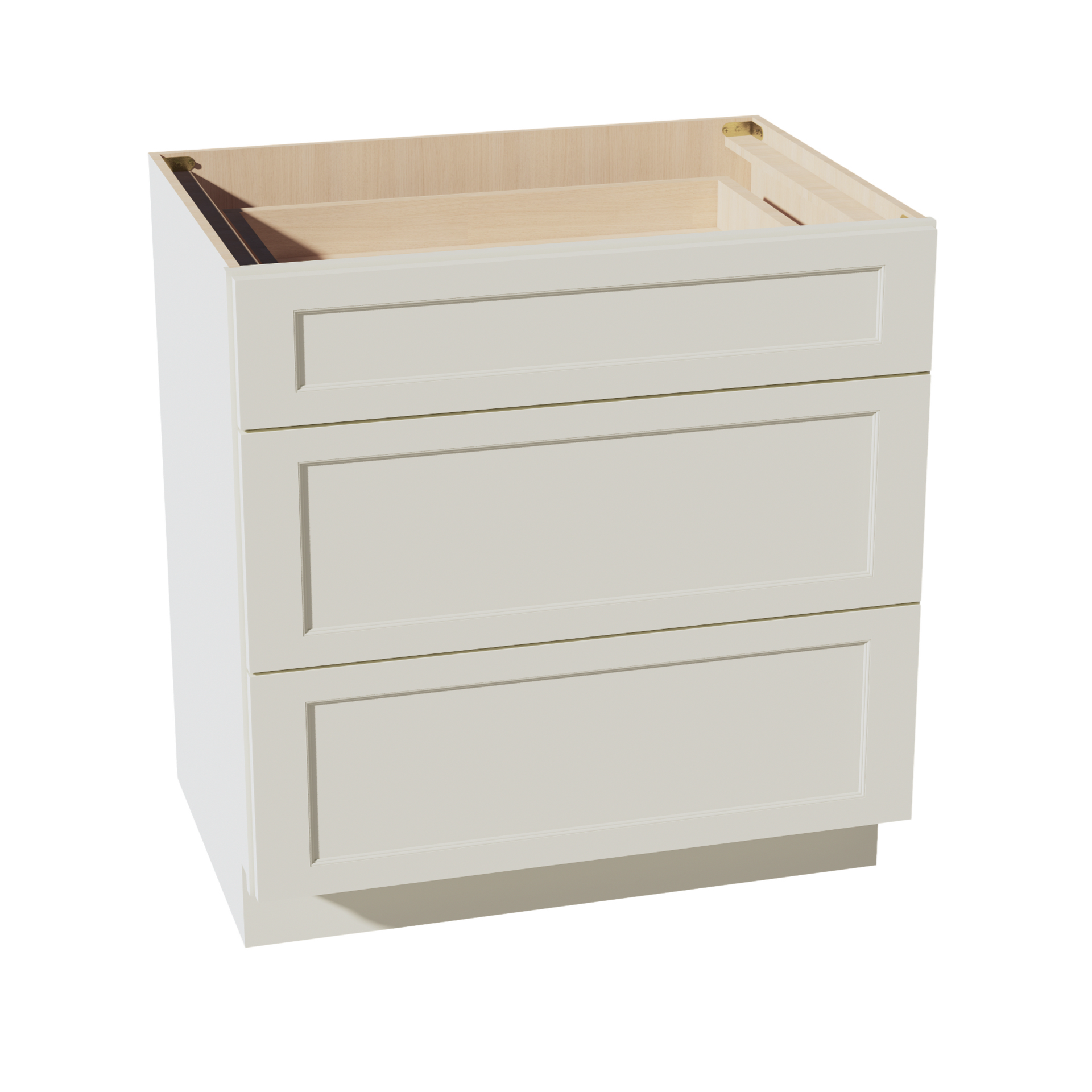 DB33-SSAW  Base Cabinet 3 Drawers - Shaker Style - Swan White   30"W x 34-1/2"H x 24"D