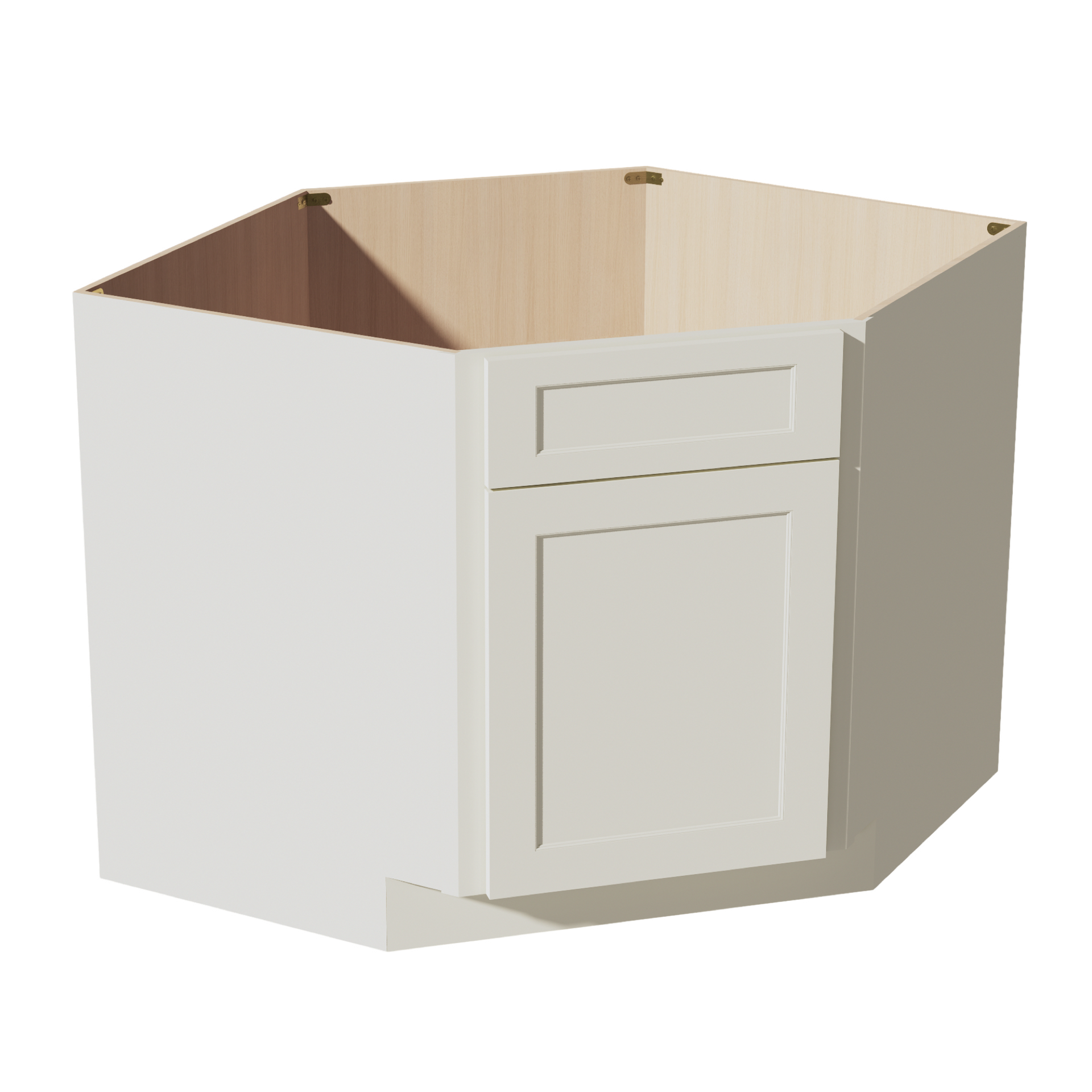 DSB42-SSAW  Base Cabinet 1 Door 1 False Drawer Corner Sink - Shaker Style - Swan White   18"W x 34-1/2"H x 24"D