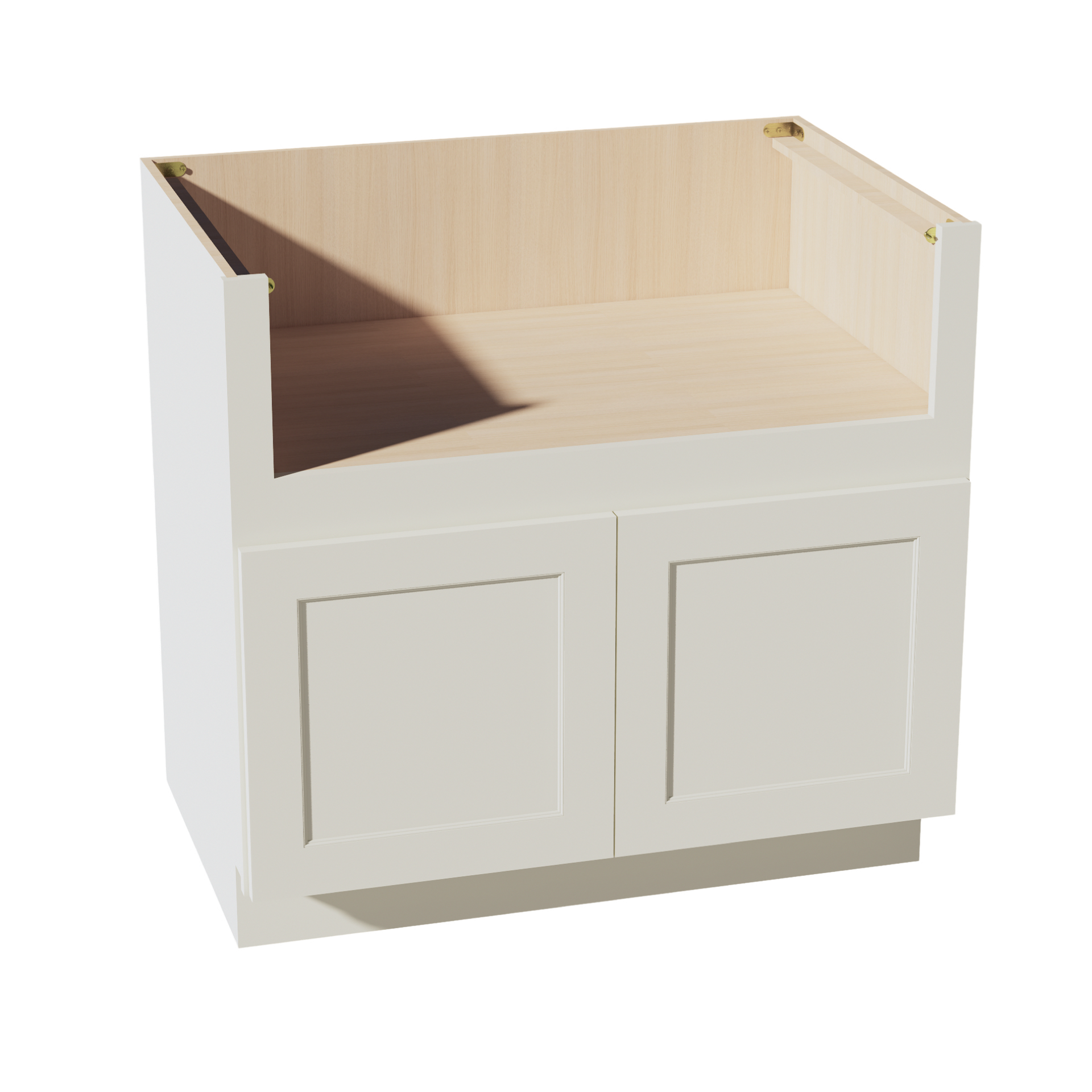 FS36-SSAW  Base Cabinet 2 Doors Farm House Sink Base  - Shaker Style - Swan White   48"W x 2"H x 12"D