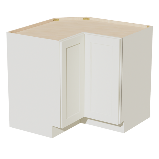 LSB33-SSAW  Base Cabinet 2 Door Corner Lazy Susan  - Shaker Style - Swan White   96"W x 1-1/2" x 3/4"