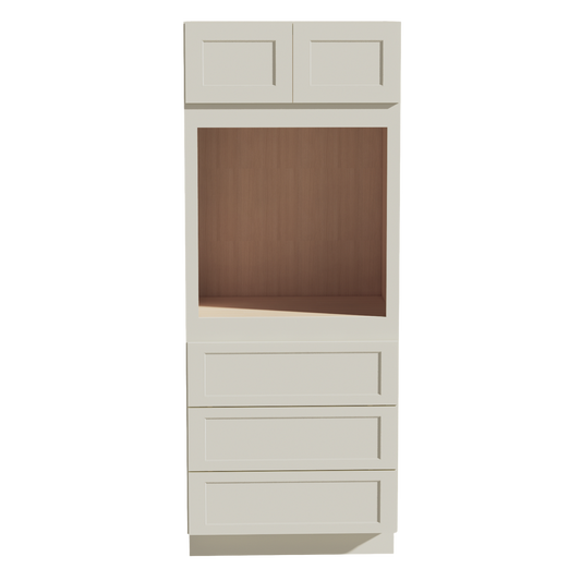 OC3384-SSAW  Tall Oven 2 Door & 3 Drawers Cabinet - Shaker Style - Swan White   18"x18"W x 34-1/2"H x 24"D