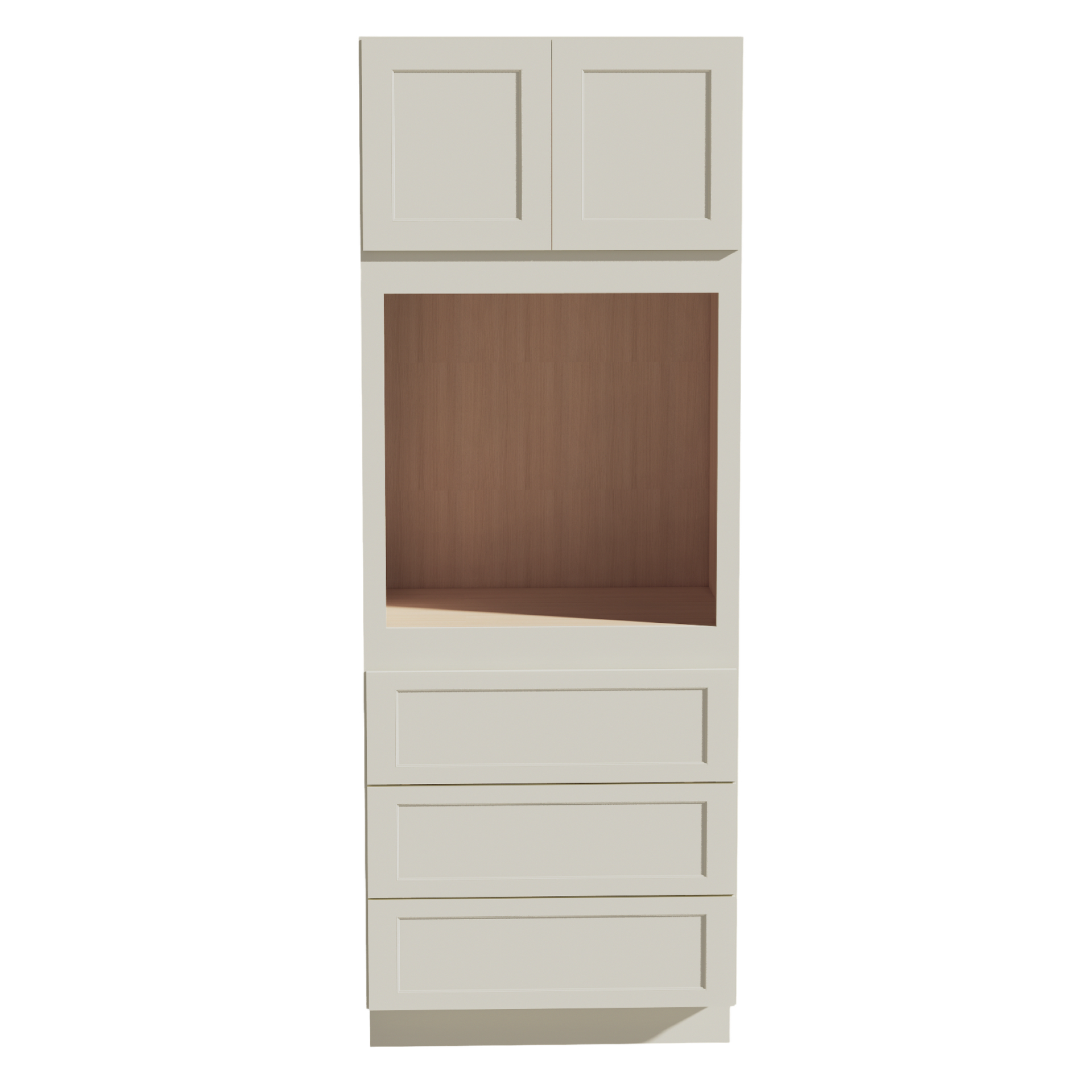 OC3390-SSAW  Tall Oven 2 Door & 3 Drawers Cabinet - Shaker Style - Swan White   33"W x 84"H x 24"D