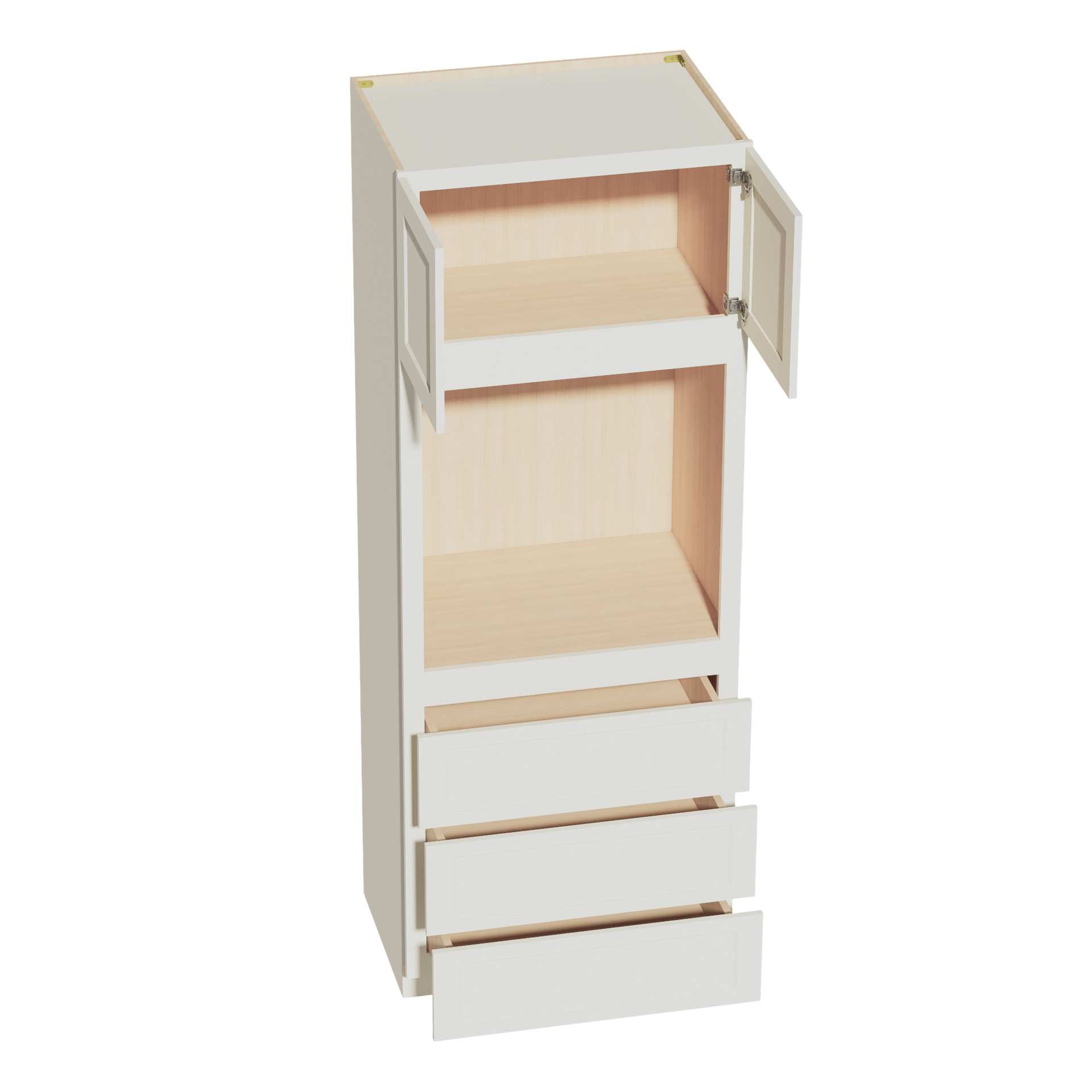 OC3390-SSAW  Tall Oven 2 Door & 3 Drawers Cabinet - Shaker Style - Swan White   33"W x 84"H x 24"D