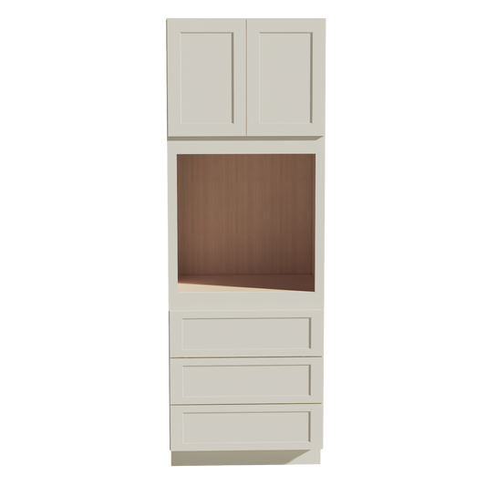 OC3396-SSAW  Tall Oven 2 Door & 3 Drawers Cabinet - Shaker Style - Swan White   33"W x 90"H x 24"D