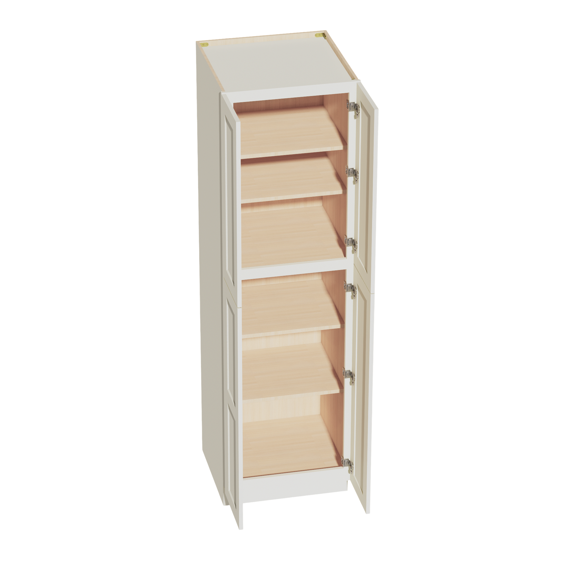 TP2484-SSAW  Tall Shelf Pantry Cabinet 4 Door & 6 Sheleves - Shaker Style - Swan White   18"W x 96"H x 24"D