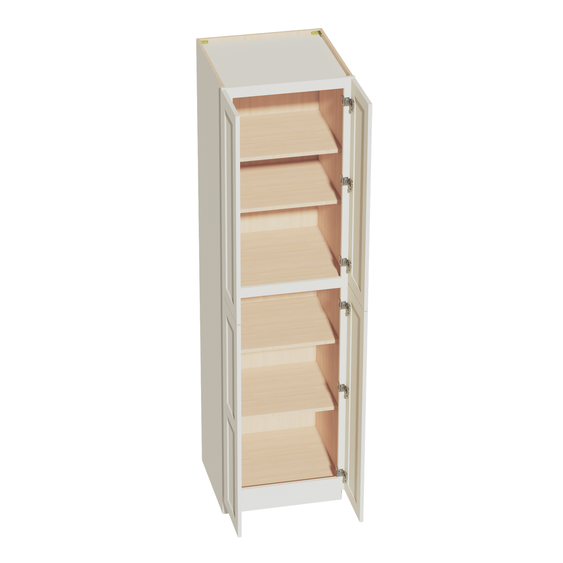 TP2490-SSAW  Tall Shelf Pantry Cabinet 4 Door & 6 Sheleves - Shaker Style - Swan White   24" W x 84"H x 24"D