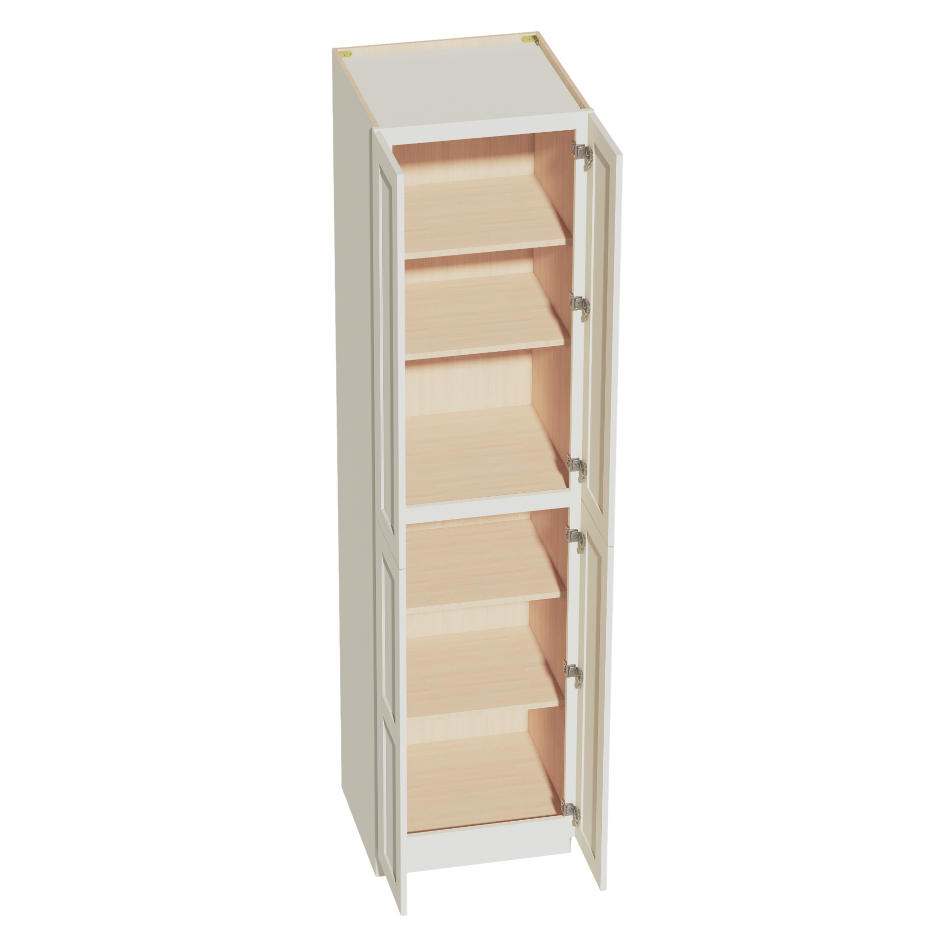 TP2496-SSAW  Tall Shelf Pantry Cabinet 4 Door & 6 Sheleves - Shaker Style - Swan White   24" W x 90"H x 24"D