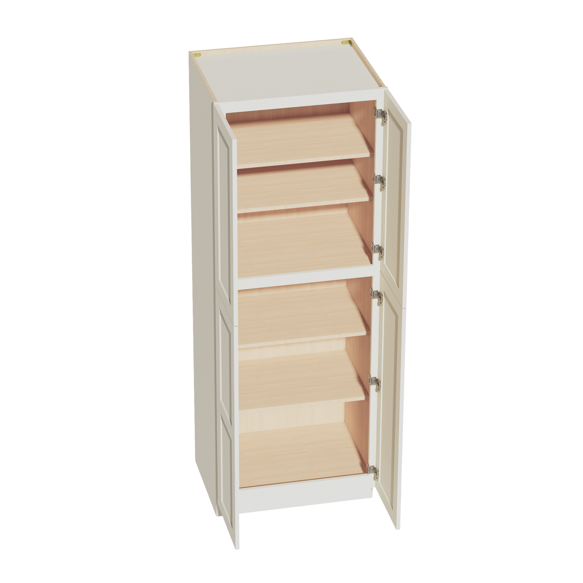 TP3084-SSAW  Tall Shelf Pantry Cabinet 2 Door & 6 Sheleves - Shaker Style - Swan White   24" W x 96"H x 24"D
