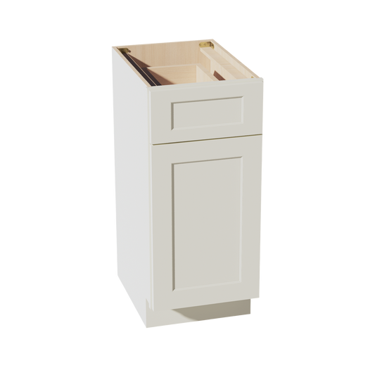 VB1521-SSAW  Vanity Base Cabinet 1 Door & 1 Drawer - Shaker Style - Swan White   12"W x 34-1/2"H x 21"D
