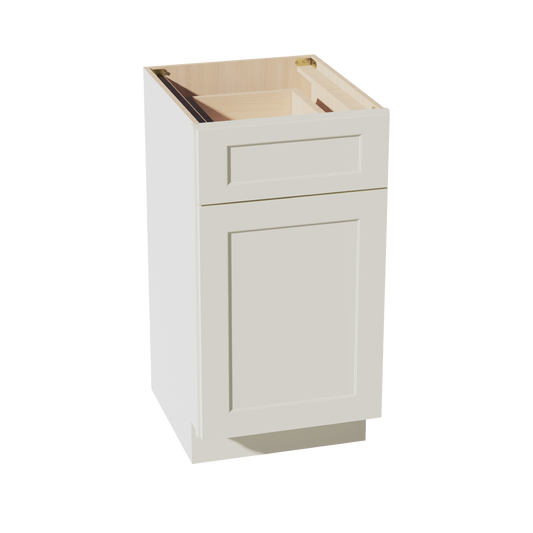 VB1821-SSAW  Vanity Base Cabinet 1 Door & 1 Drawer - Shaker Style - Swan White   15"W x 34-1/2"H x 24"D