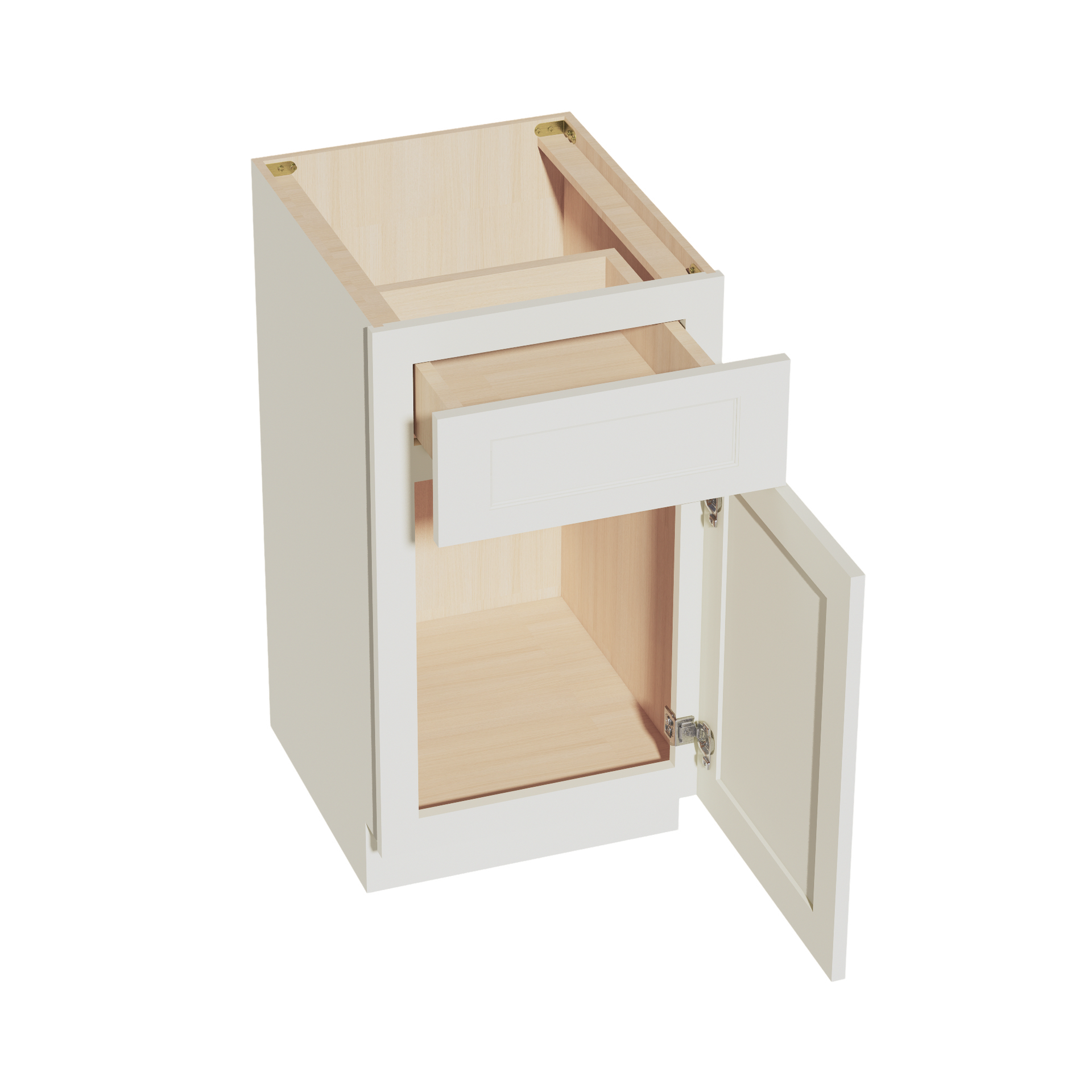 VB1821-SSAW  Vanity Base Cabinet 1 Door & 1 Drawer - Shaker Style - Swan White   15"W x 34-1/2"H x 24"D