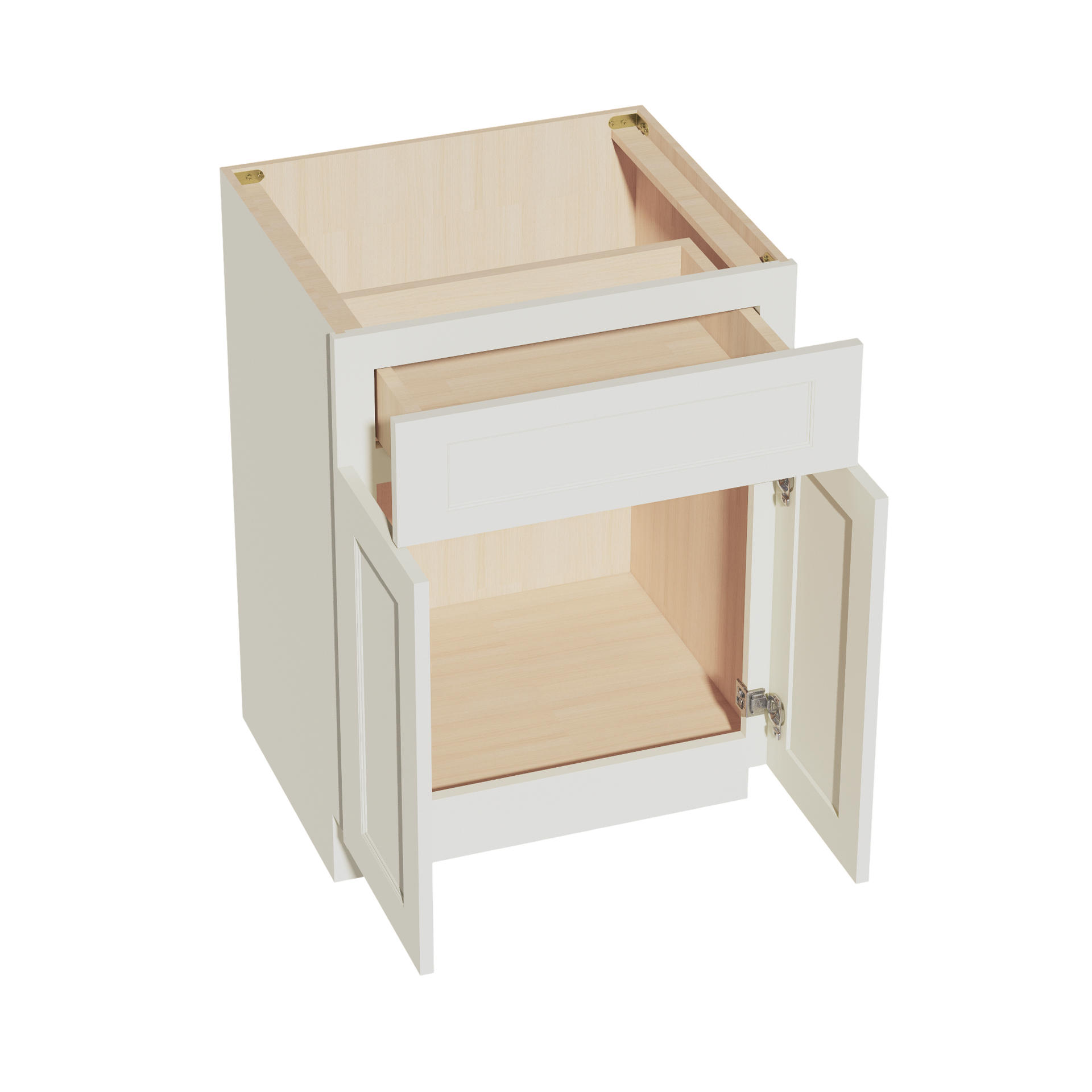 VB2421-SSAW  Vanity Base Cabinet 2 Doors & 1 Drawer - Shaker Style - Swan White   21"W x 34-1/2"H x 24"D