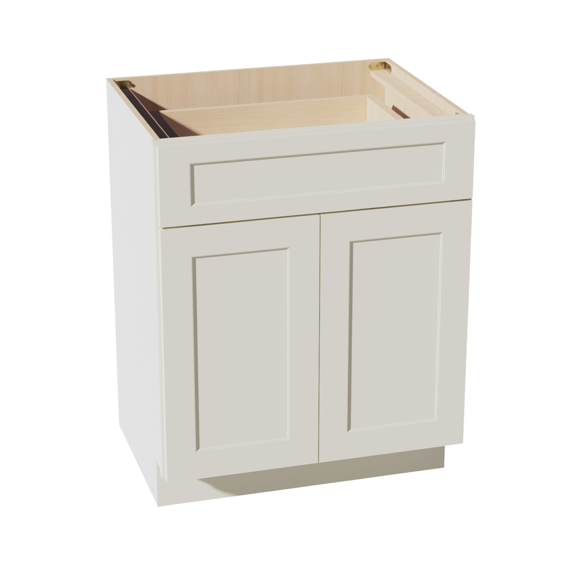 VB2721-SSAW  Vanity Base Cabinet 2 Doors & 1 Drawer - Shaker Style - Swan White   24"W x 34-1/2"H x 24"D