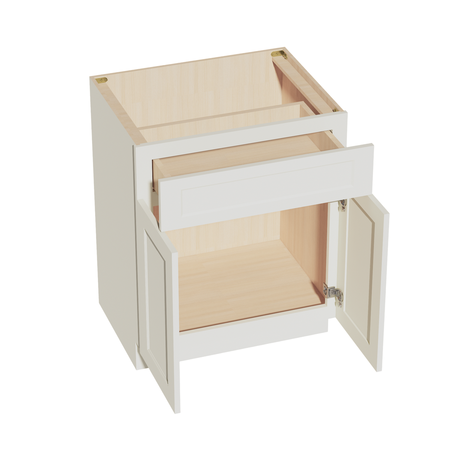 VB2721-SSAW  Vanity Base Cabinet 2 Doors & 1 Drawer - Shaker Style - Swan White   24"W x 34-1/2"H x 24"D