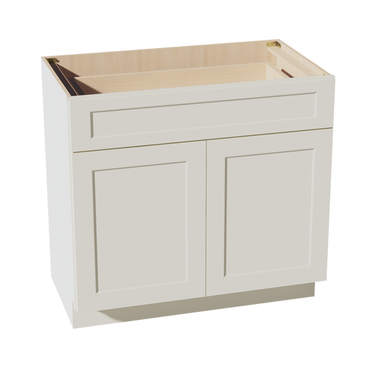 VB3621-SSAW  Vanity Base Cabinet 2 Doors & 1 Drawer - Shaker Style - Swan White   33"W x 34-1/2"H x 24"D