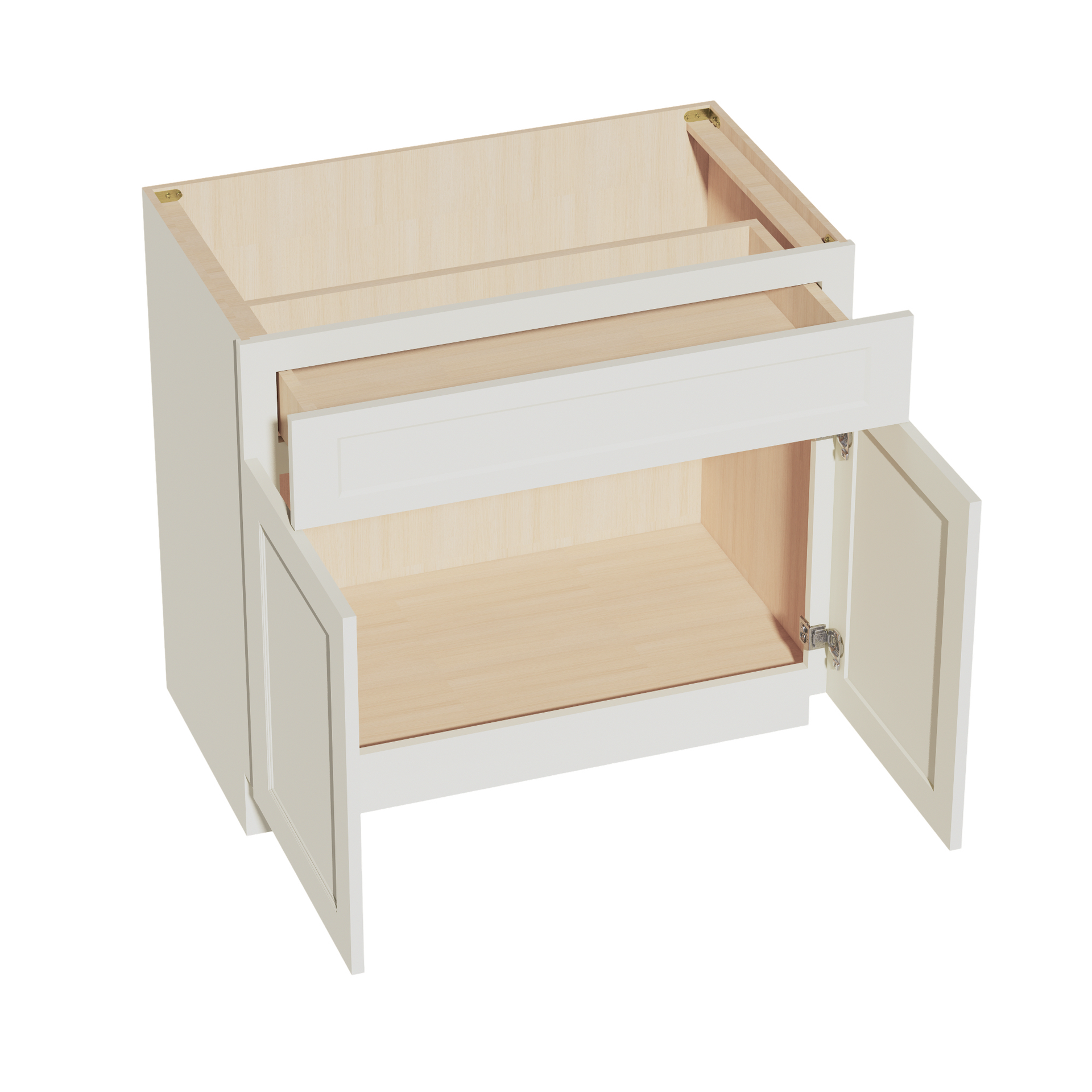 VB3621-SSAW  Vanity Base Cabinet 2 Doors & 1 Drawer - Shaker Style - Swan White   33"W x 34-1/2"H x 24"D