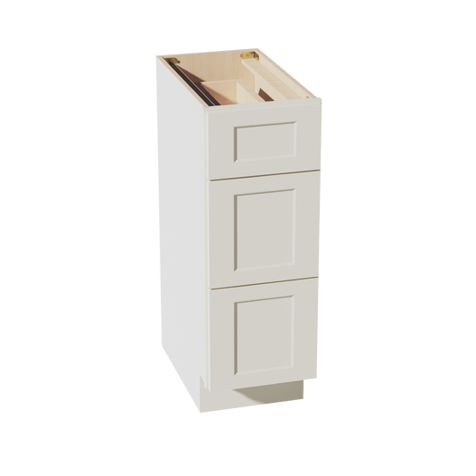VDB1221-SSAW  Vanity Base Cabinet 3 Drawers - Shaker Style - Swan White   36"W x 34-1/2"H x 24"D