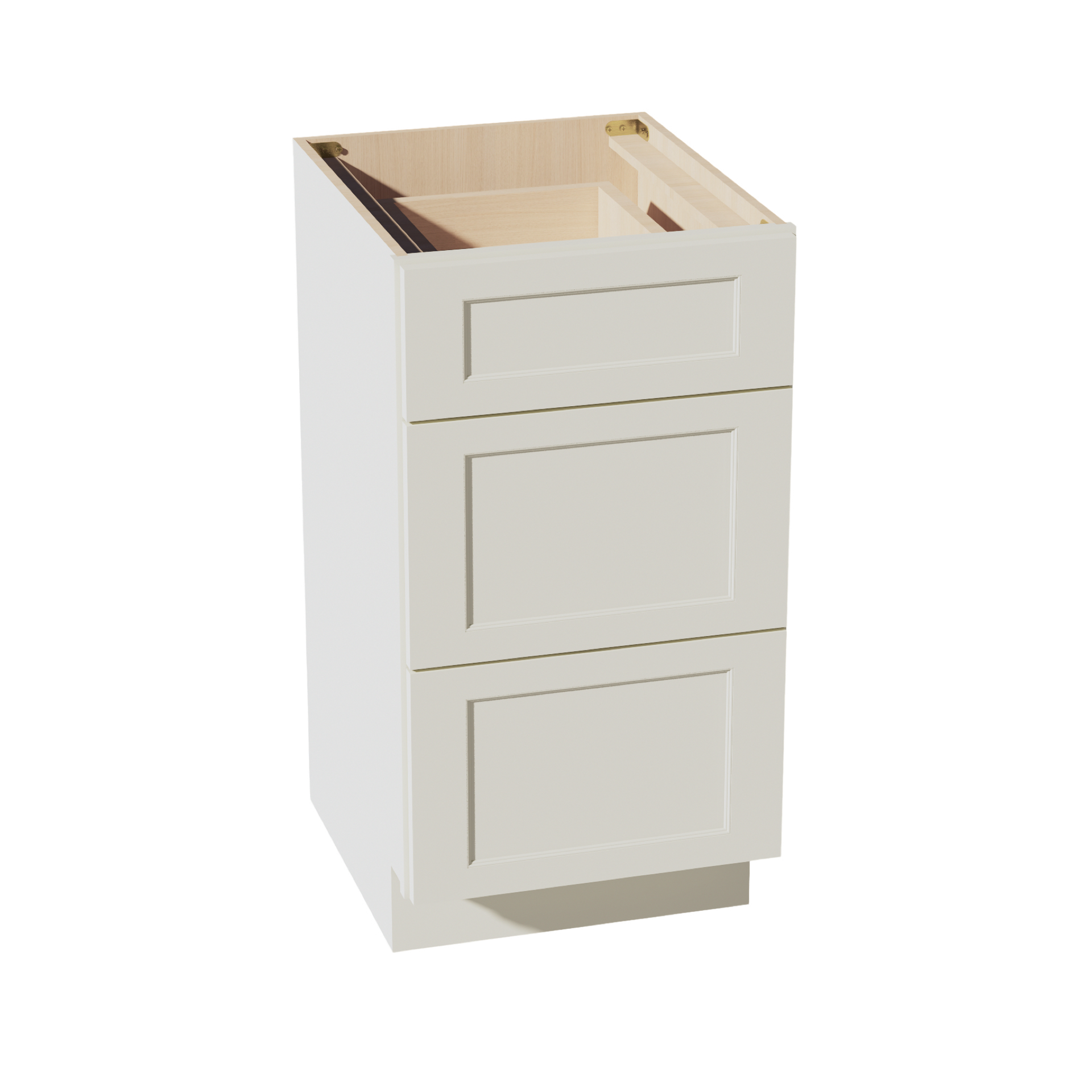 VDB1821-SSAW  Vanity Base Cabinet 3 Drawers - Shaker Style - Swan White   15"W x 34-1/2"H x 21"D