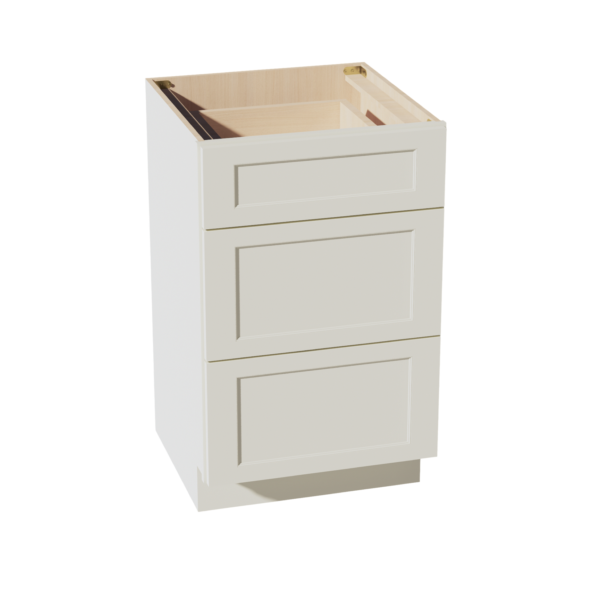 VDB2121-SSAW  Vanity Base Cabinet 3 Drawers - Shaker Style - Swan White   18"W x 34-1/2"H x 21"D