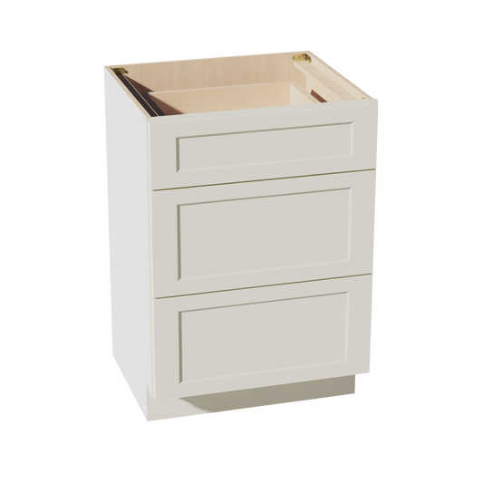 VDB2421-SSAW  Vanity Base Cabinet 3 Drawers - Shaker Style - Swan White   21"W x 34-1/2"H x 21"D