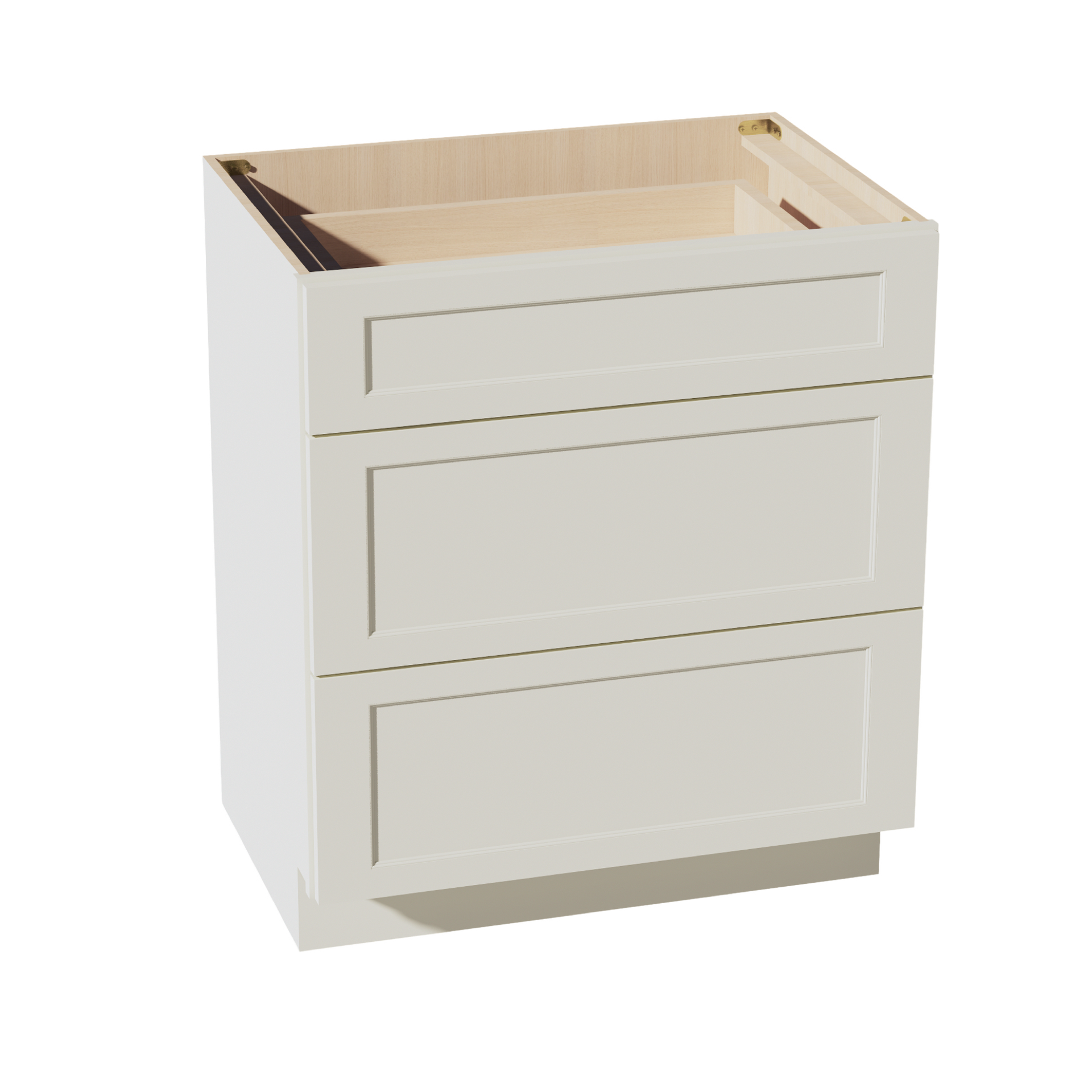 VDB3021-SSAW  Vanity Base Cabinet 3 Drawers - Shaker Style - Swan White   27"W x 34-1/2"H x 21"D