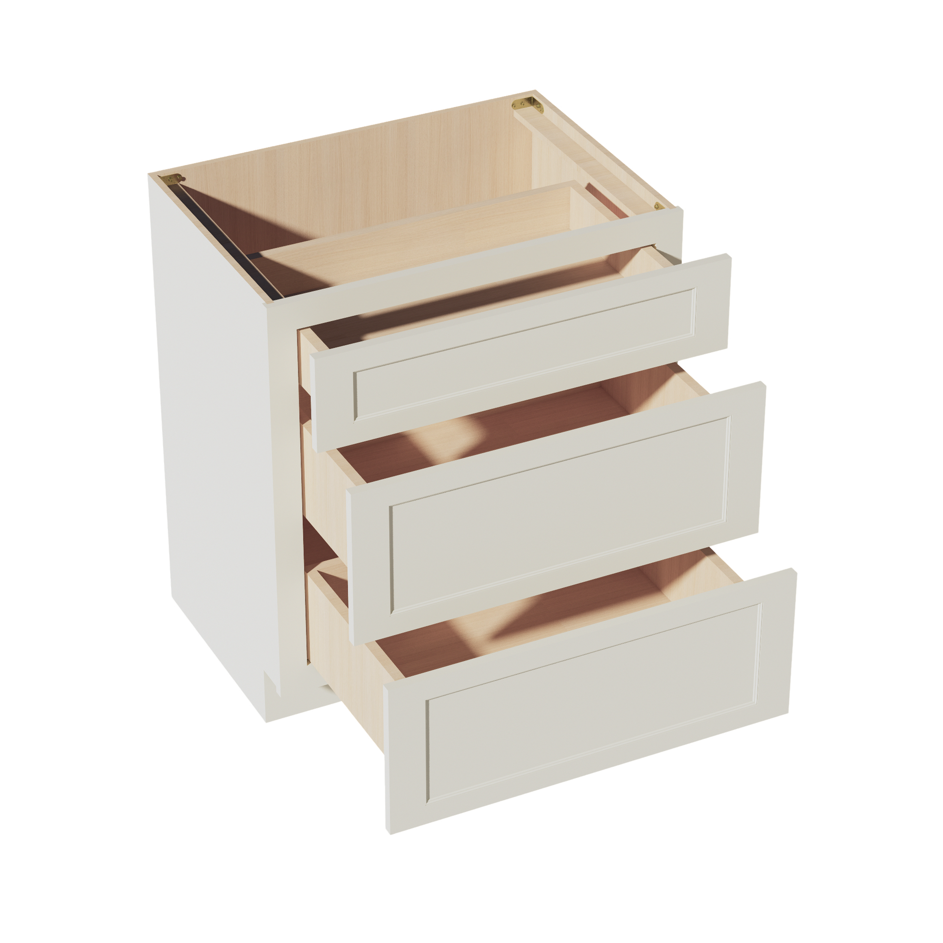 VDB3021-SSAW  Vanity Base Cabinet 3 Drawers - Shaker Style - Swan White   27"W x 34-1/2"H x 21"D