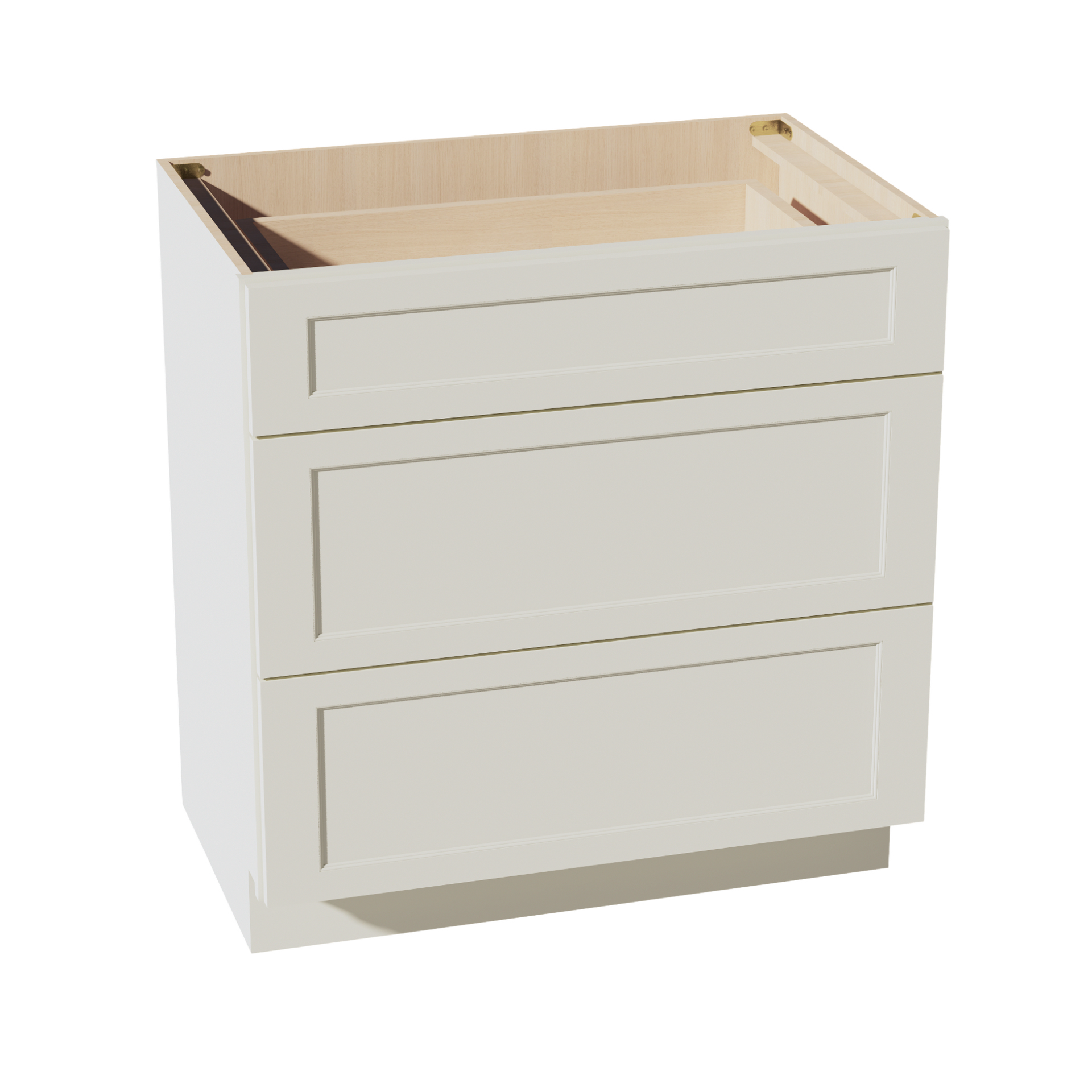 VDB3321-SSAW  Vanity Base Cabinet 3 Drawers - Shaker Style - Swan White   30"W x 34-1/2"H x 21"D