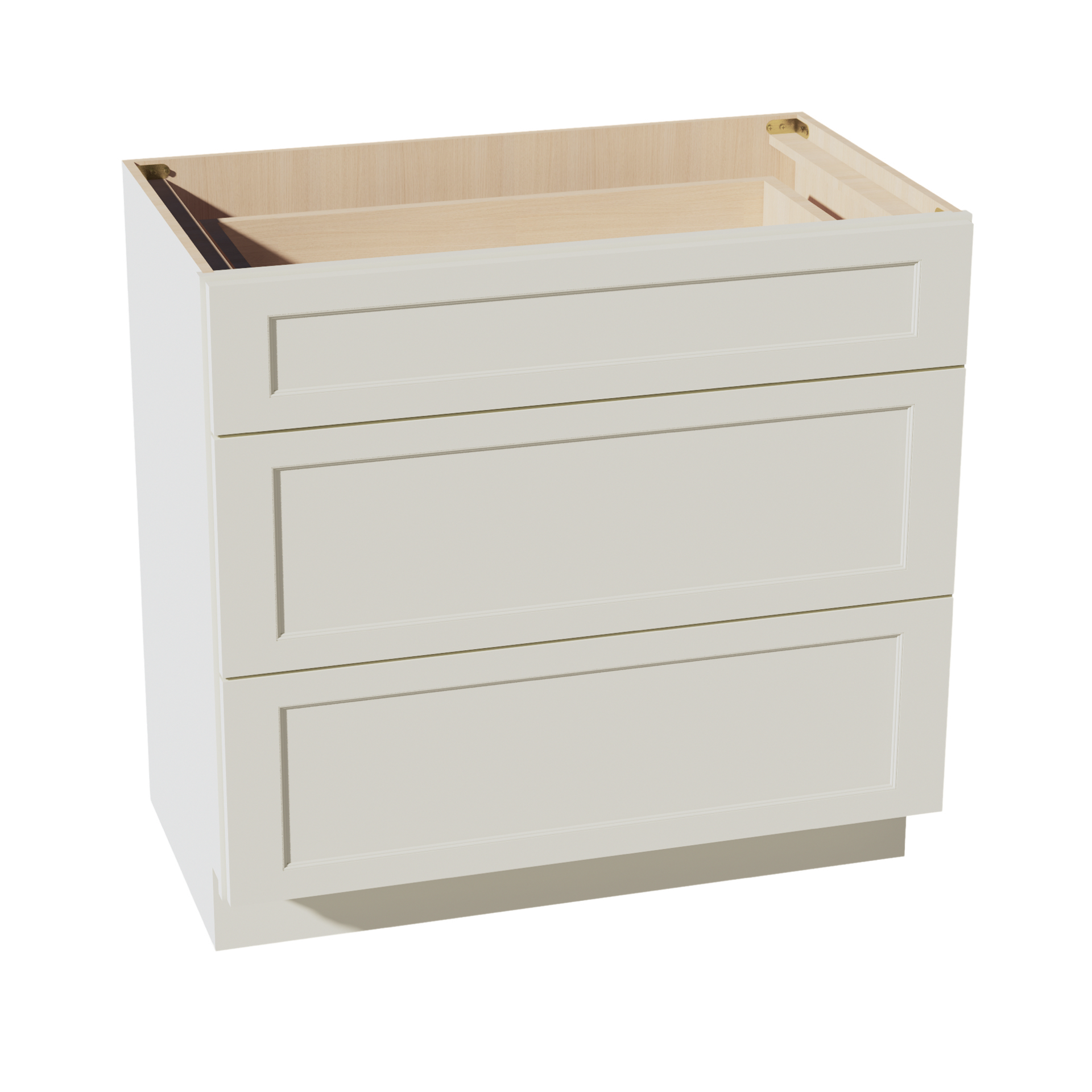 VDB3621-SSAW  Vanity Base Cabinet 3 Drawers - Shaker Style - Swan White   33"W x 34-1/2"H x 21"D