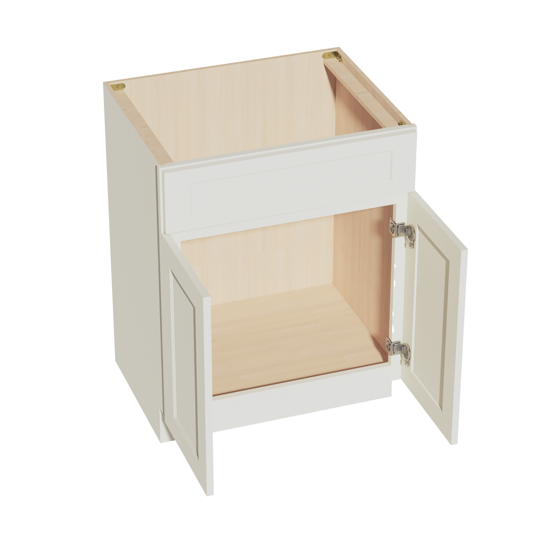 VSB2721-SSAW  Vanity Sink Base 1 False Drawer & 2 Doors - Shaker Style - Swan White   24"W x 34-1/2"H x 21"D