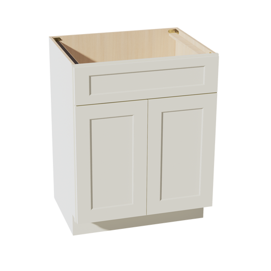 VSB2721-SSAW  Vanity Sink Base 1 False Drawer & 2 Doors - Shaker Style - Swan White   24"W x 34-1/2"H x 21"D