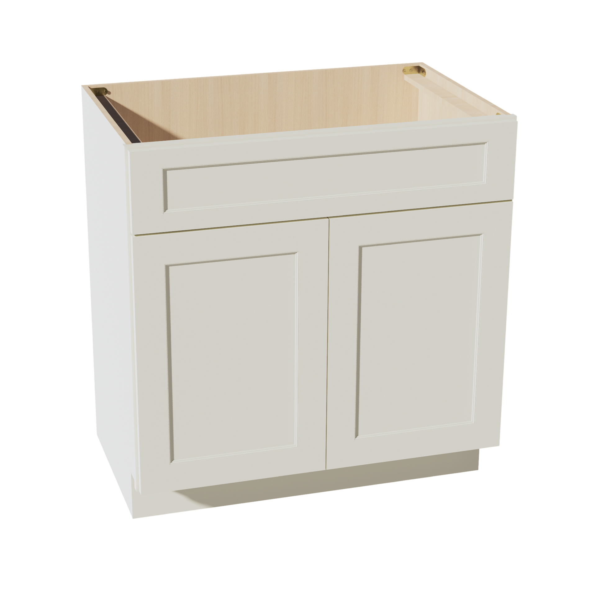 VSB3321-SSAW  Vanity Sink Base 1 False Drawer & 2 Doors - Shaker Style - Swan White   30"W x 34-1/2"H x 21"D