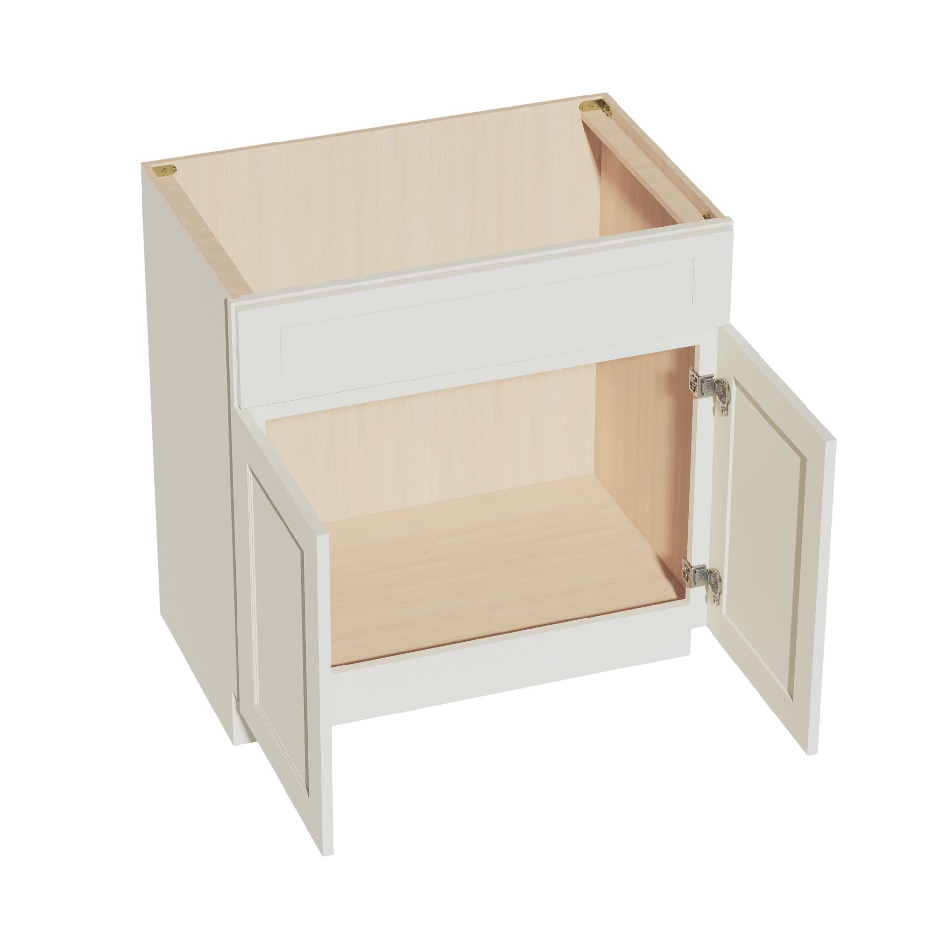 VSB3321-SSAW  Vanity Sink Base 1 False Drawer & 2 Doors - Shaker Style - Swan White   30"W x 34-1/2"H x 21"D
