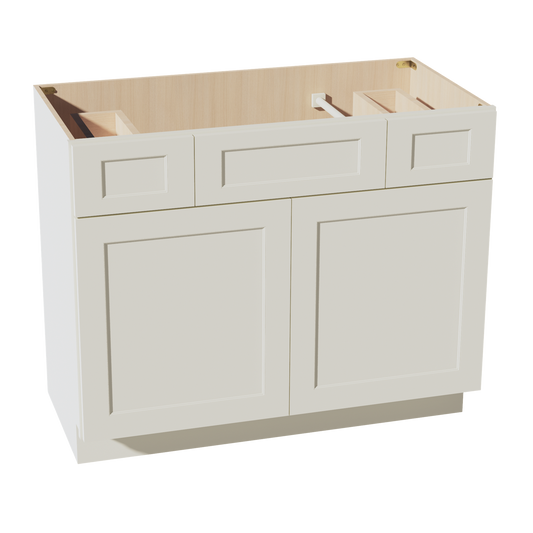 VSD4221-SSAW  Vanity Sink Base 2 Doors 2 Drawers & 1 Centered False Drawer  - Shaker Style - Swan White   36"W x 34-1/2"H x 21"D