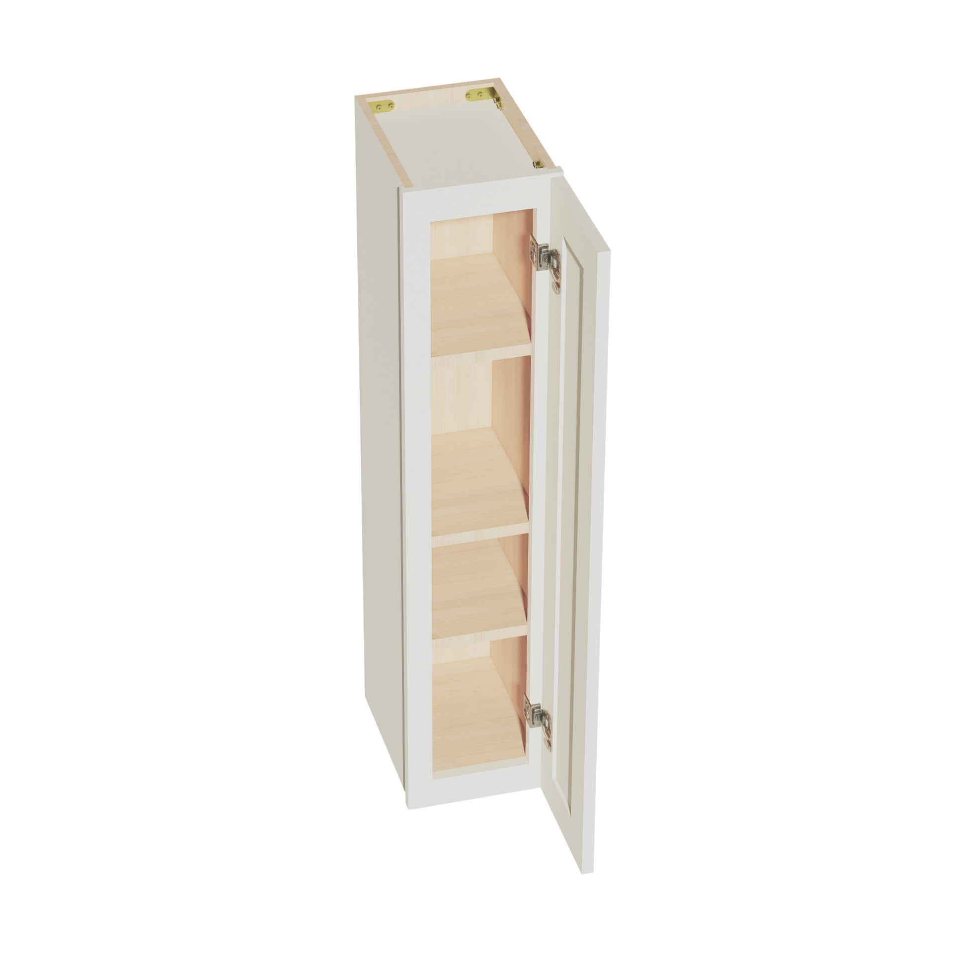 W0942-SSAW: Shaker Swan White 09"W x 42"H 1 Door & 3 Shelves Standard Wall Cabinet