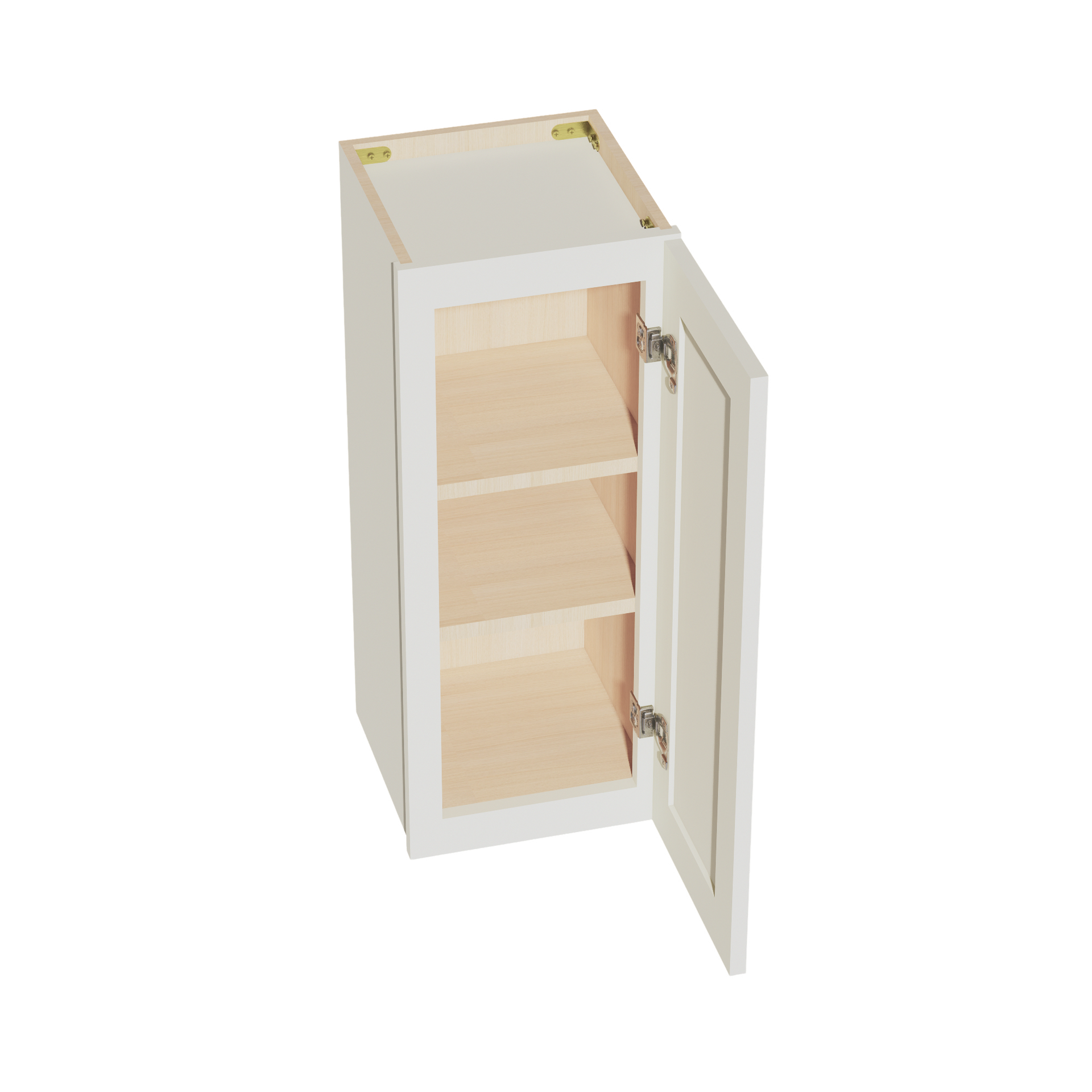 W1230-SSAW: Shaker Swan White 12"W x 30"H 1 Door & 2 Shelves Standard Wall Cabinet