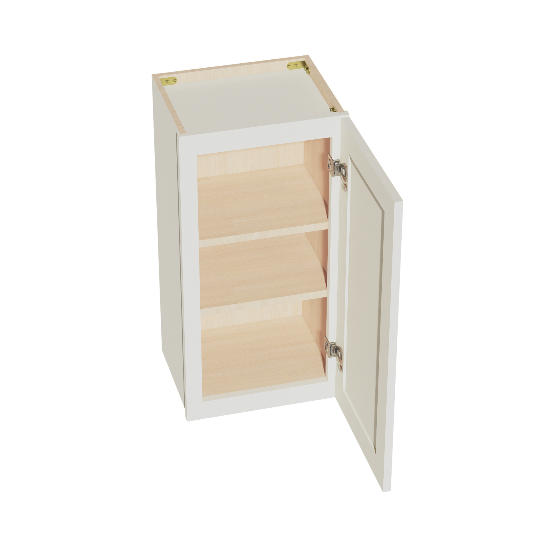 W1530-SSAW  Wall Cabinet 1 Door & 2 Shelves - Shaker Style - Swan White   15"W x 15"H x 12"D