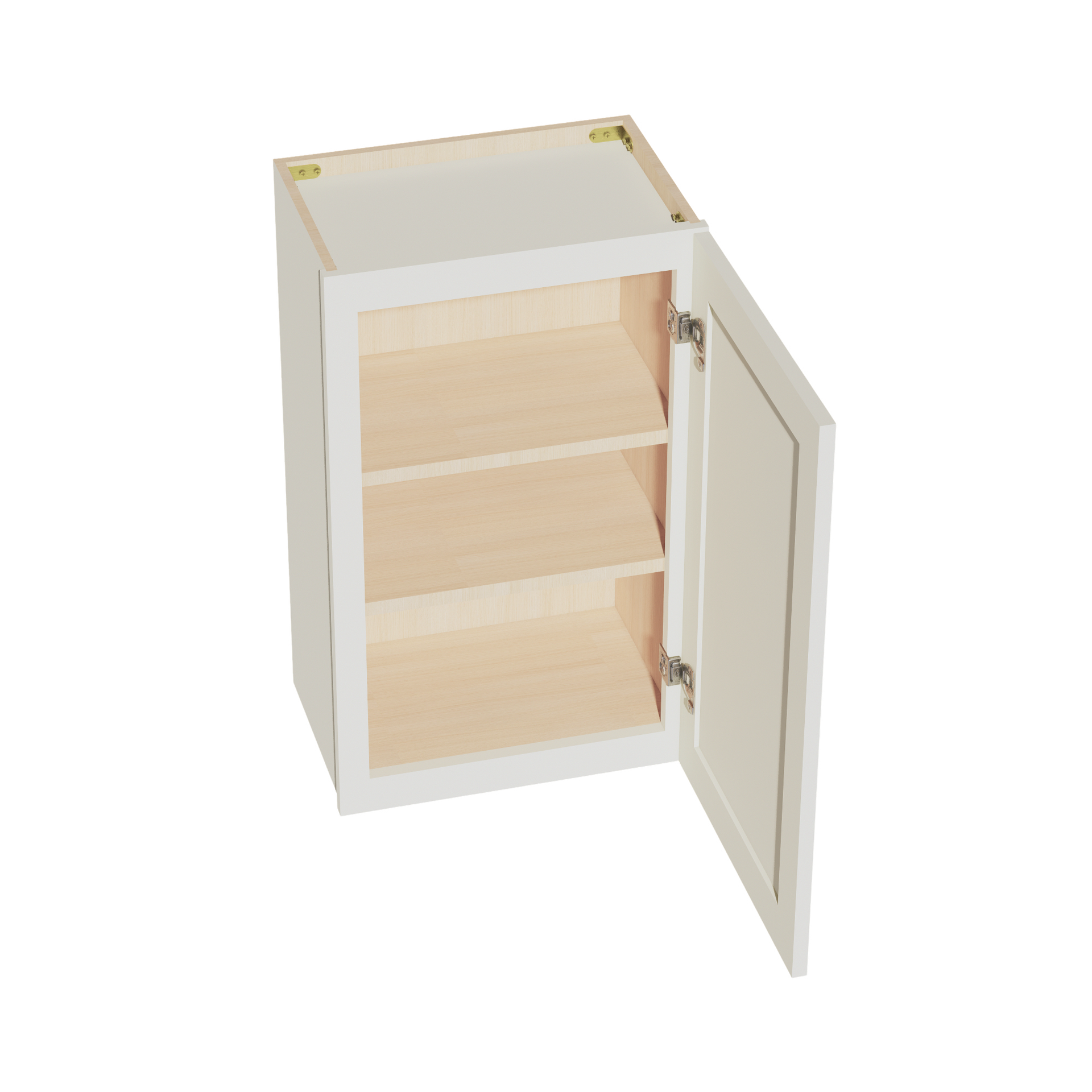 W1830-SSAW  Wall Cabinet 1 Door & 2 Shelves - Shaker Style - Swan White   18"W x 15"H x 12"D