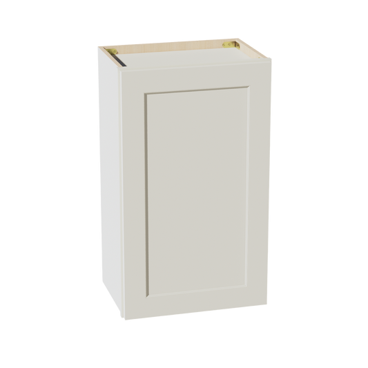 W1830-SSAW  Wall Cabinet 1 Door & 2 Shelves - Shaker Style - Swan White   18"W x 15"H x 12"D