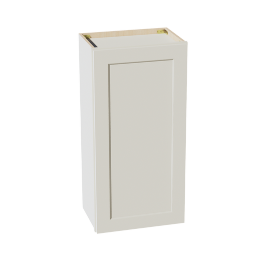 W1836-SSAW  Wall Cabinet 1 Door & 2 Shelves - Shaker Style - Swan White   18"W x 30"H x 12"D