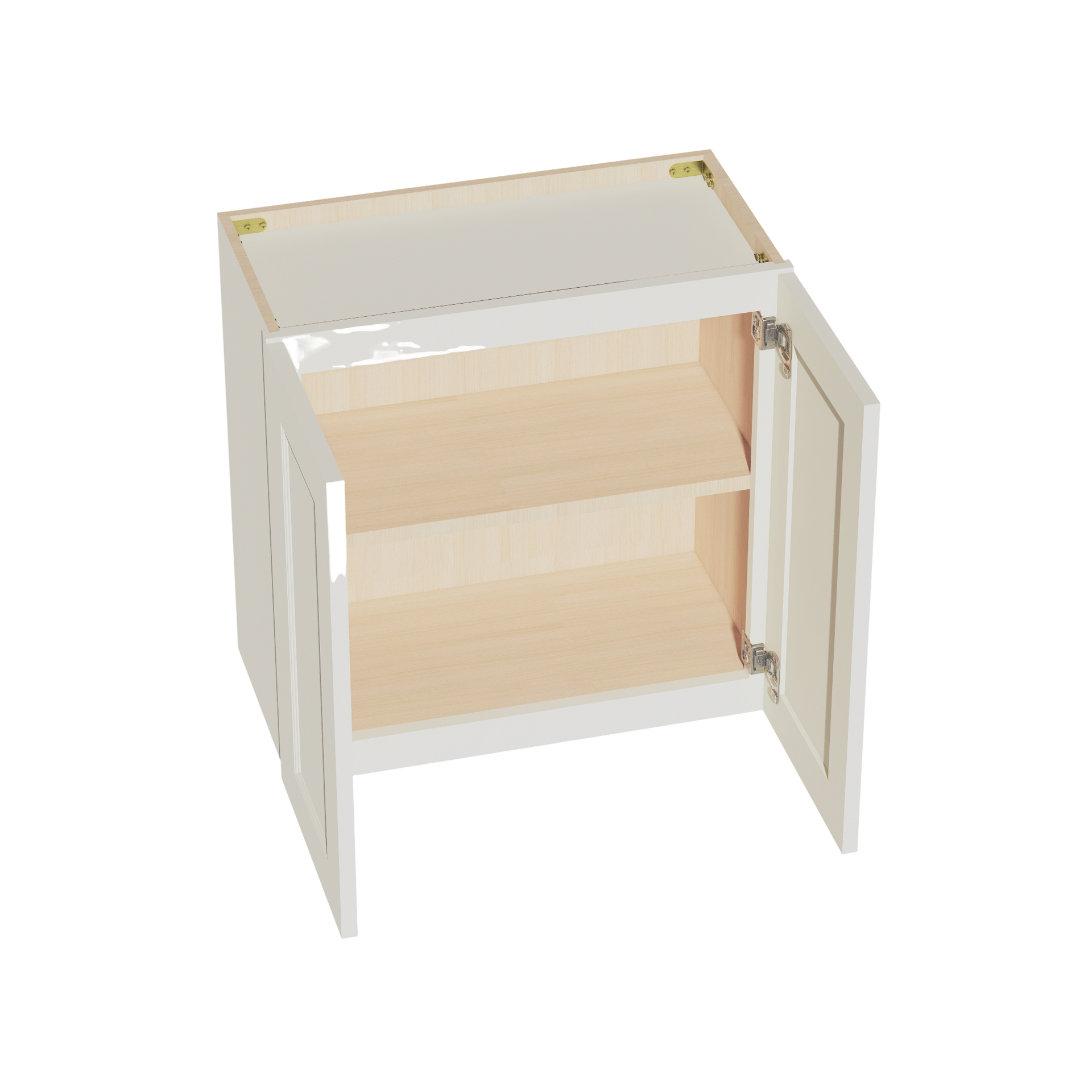 W2424-SSAW  Wall Cabinet 2 Doors & 2 Shelves - Shaker Style - Swan White   24"W x 18"H x 12"