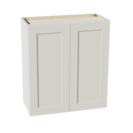 W2730-SSAW  Wall Cabinet 2 Doors & 2 Shelves - Shaker Style - Swan White   27"W x 15"H x 12"D