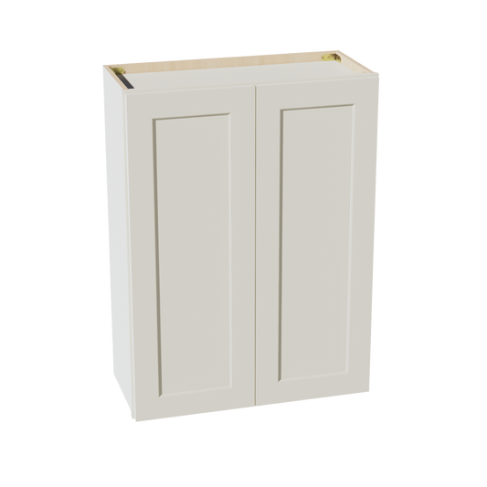 W2736-SSAW  Wall Cabinet 2 Doors & 2 Shelves - Shaker Style - Swan White   27"W x 30"H x 12"D