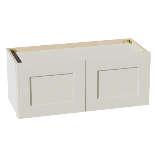 W3012-SSAW  Wall Cabinet 2 Doors & 2 Shelves - Shaker Style - Swan White   27"W x 42"H x 12"D