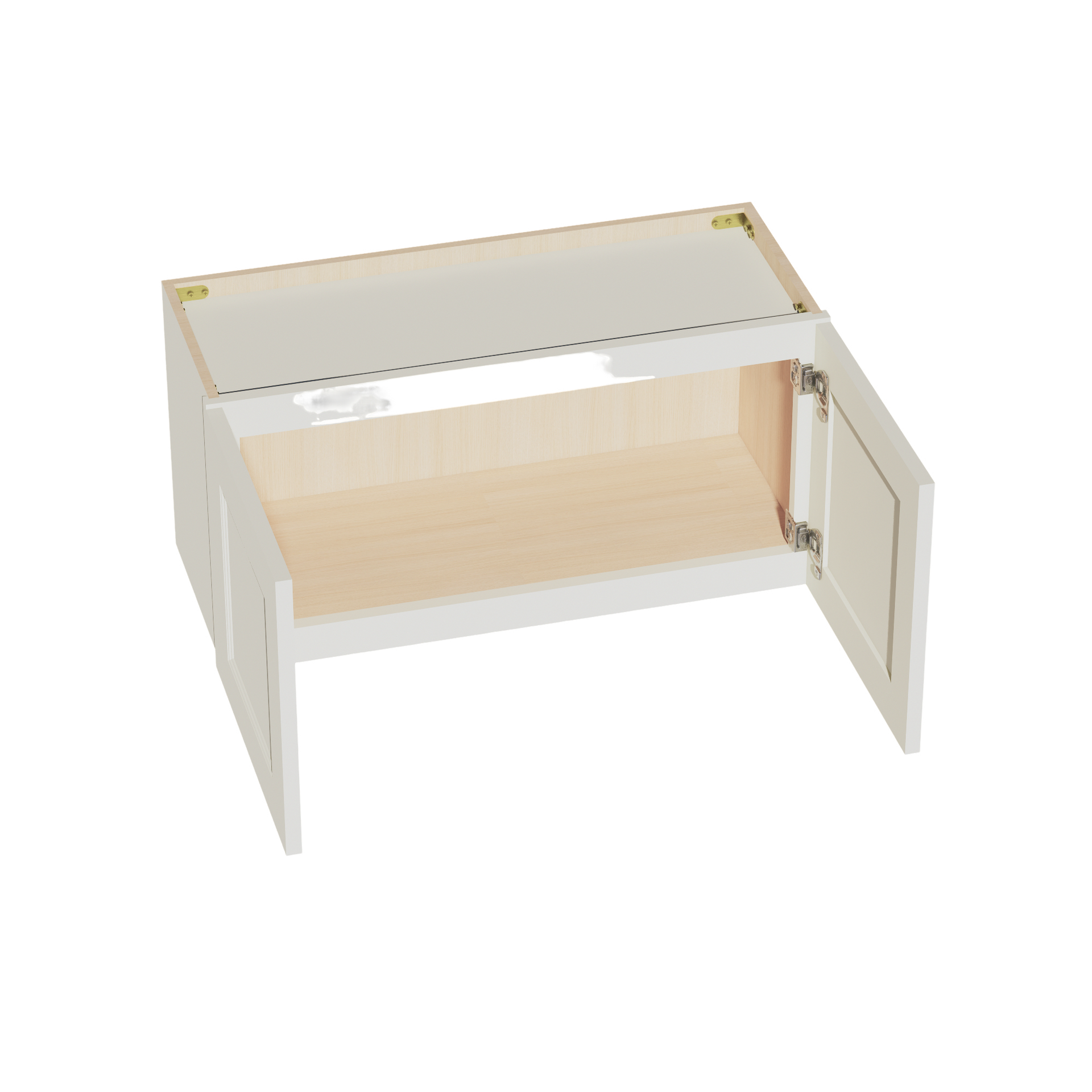 W3015-SSAW  Wall Cabinet 2 Doors & 2 Shelves - Shaker Style - Swan White   30"W x 12"H x 12"D
