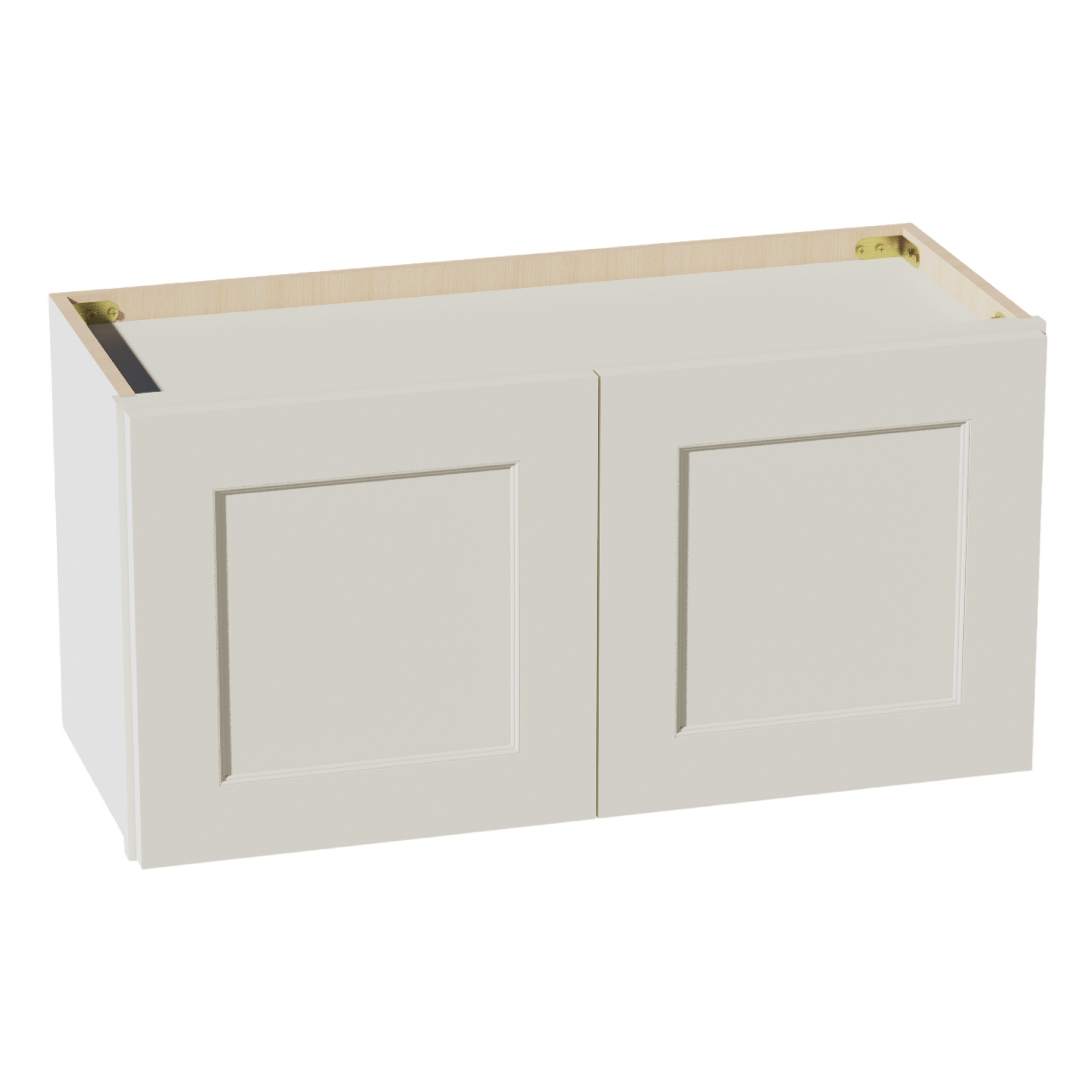 W3015-SSAW  Wall Cabinet 2 Doors & 2 Shelves - Shaker Style - Swan White   30"W x 12"H x 12"D