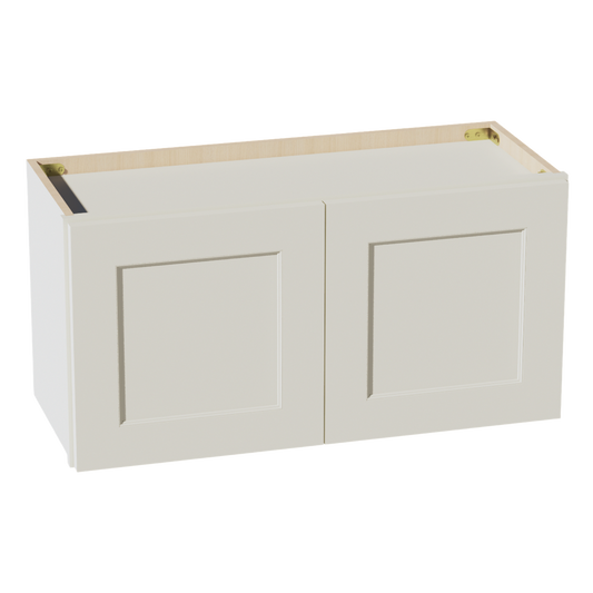 W3015-SSAW  Wall Cabinet 2 Doors & 2 Shelves - Shaker Style - Swan White   30"W x 12"H x 12"D