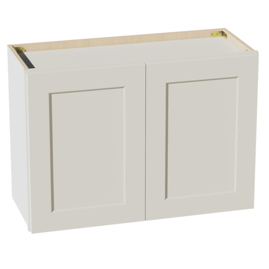 W3021-SSAW  Wall Cabinet 2 Doors & 2 Shelves - Shaker Style - Swan White   30"W x 18"H x 12"D