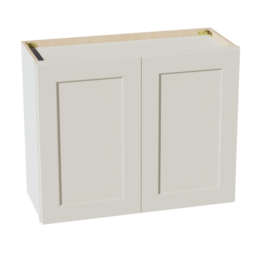 W3024-SSAW  Wall Cabinet 2 Doors & 2 Shelves - Shaker Style - Swan White   30"W x 21"H x 12"D