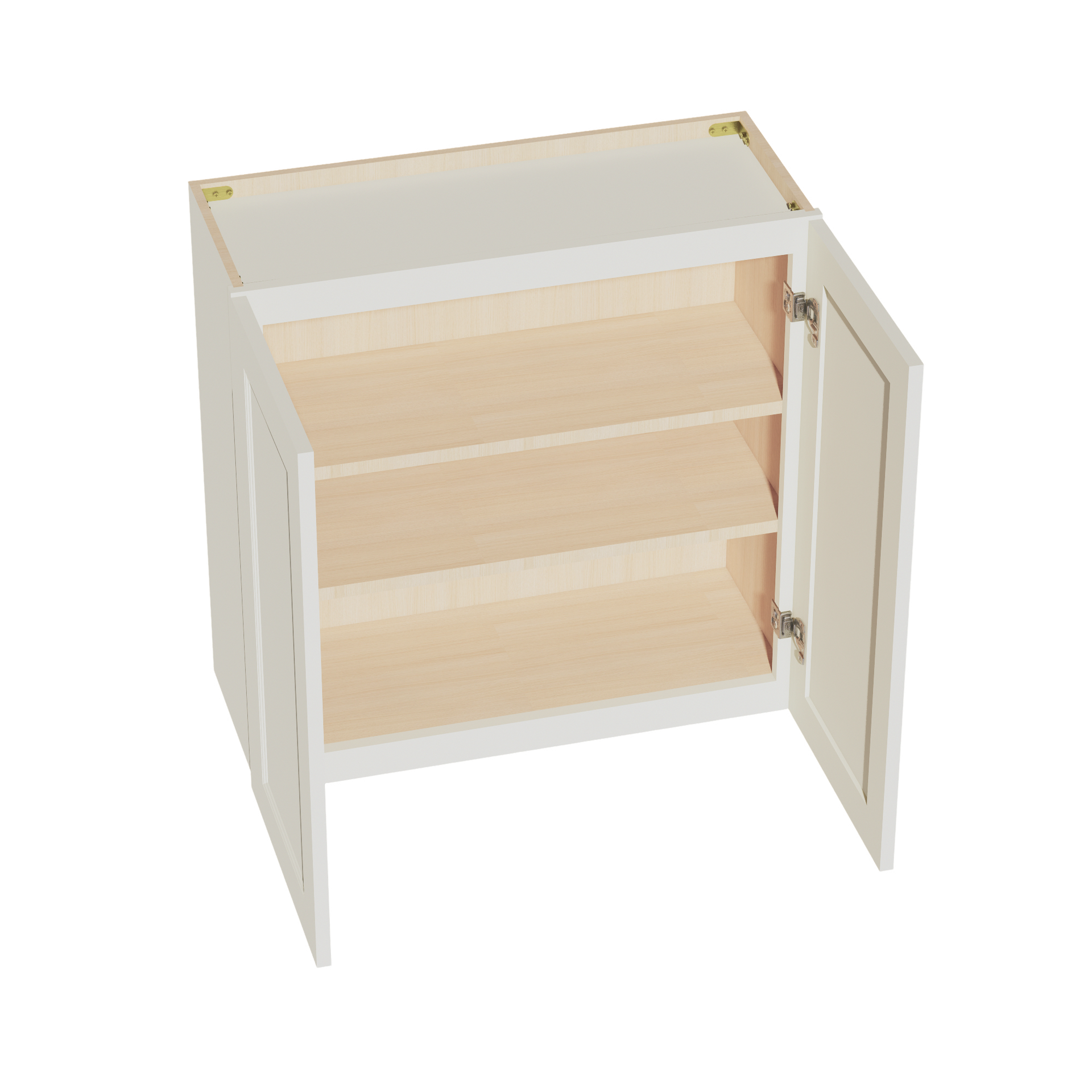 W3030-SSAW: Shaker Swan White 30"W x 30"H 2 Doors & 2 Shelves Standard Wall Cabinet