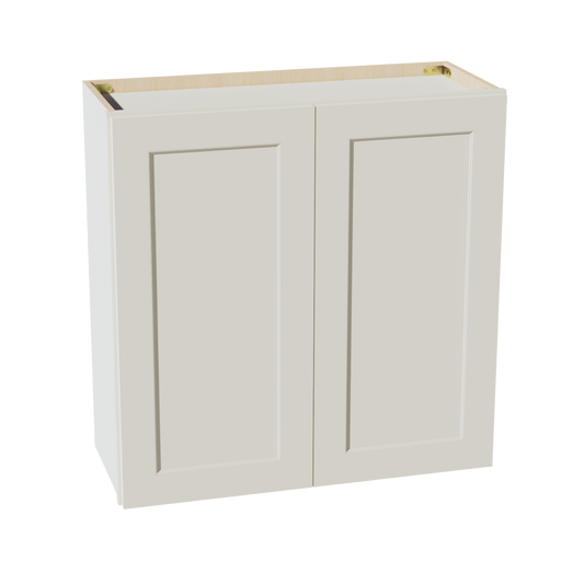 W3030-SSAW  Wall Cabinet 2 Doors & 2 Shelves - Shaker Style - Swan White   30"W x 24"H x 12"D